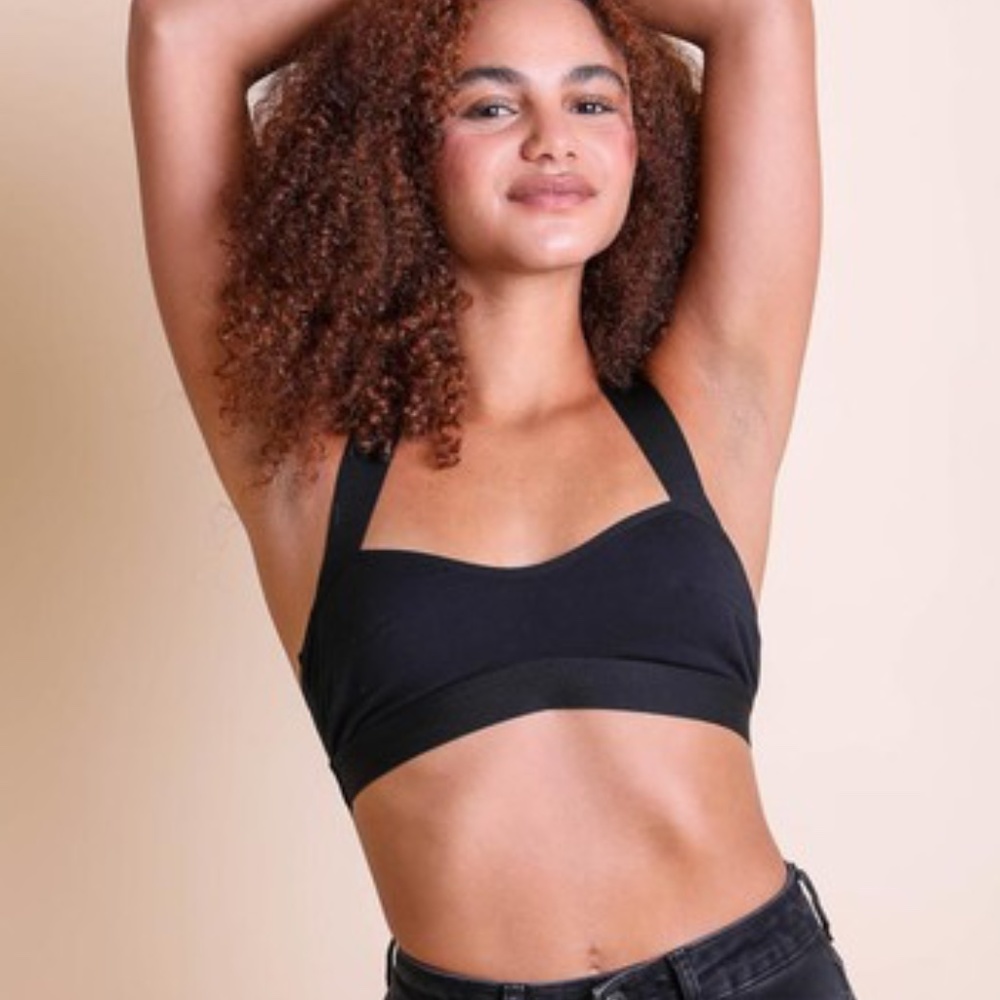 SOLD OUT White Cross Strap Front Solid Multi Way Low Cut Bralette - Picture 7 of 7